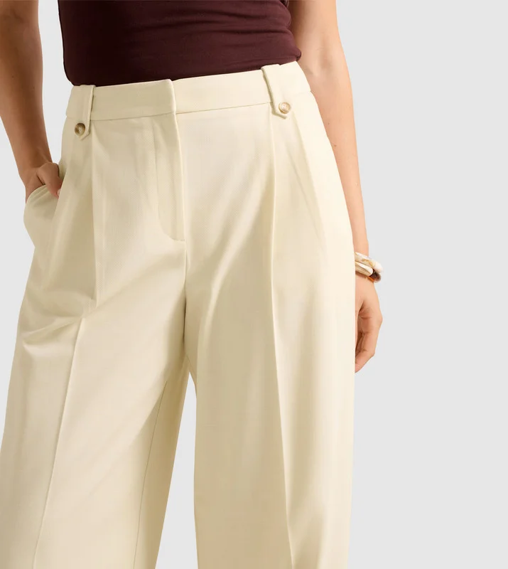 forever new  Pa5198-Ecru Melange Women's Pants for Women | Best Price UAE